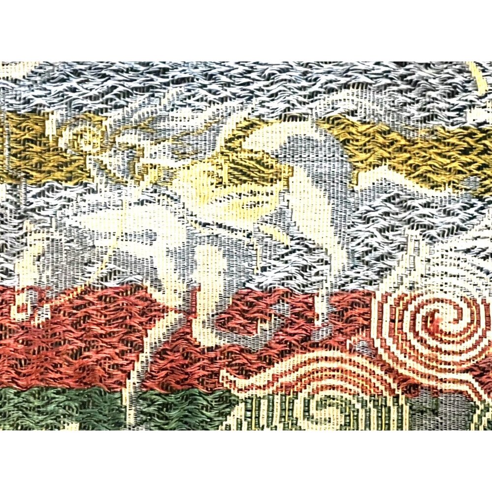 Moroccan-Inspired Woven Tapestry Rug Fringe 78x90 Made In Italy Horse Design - Picture 5 of 9